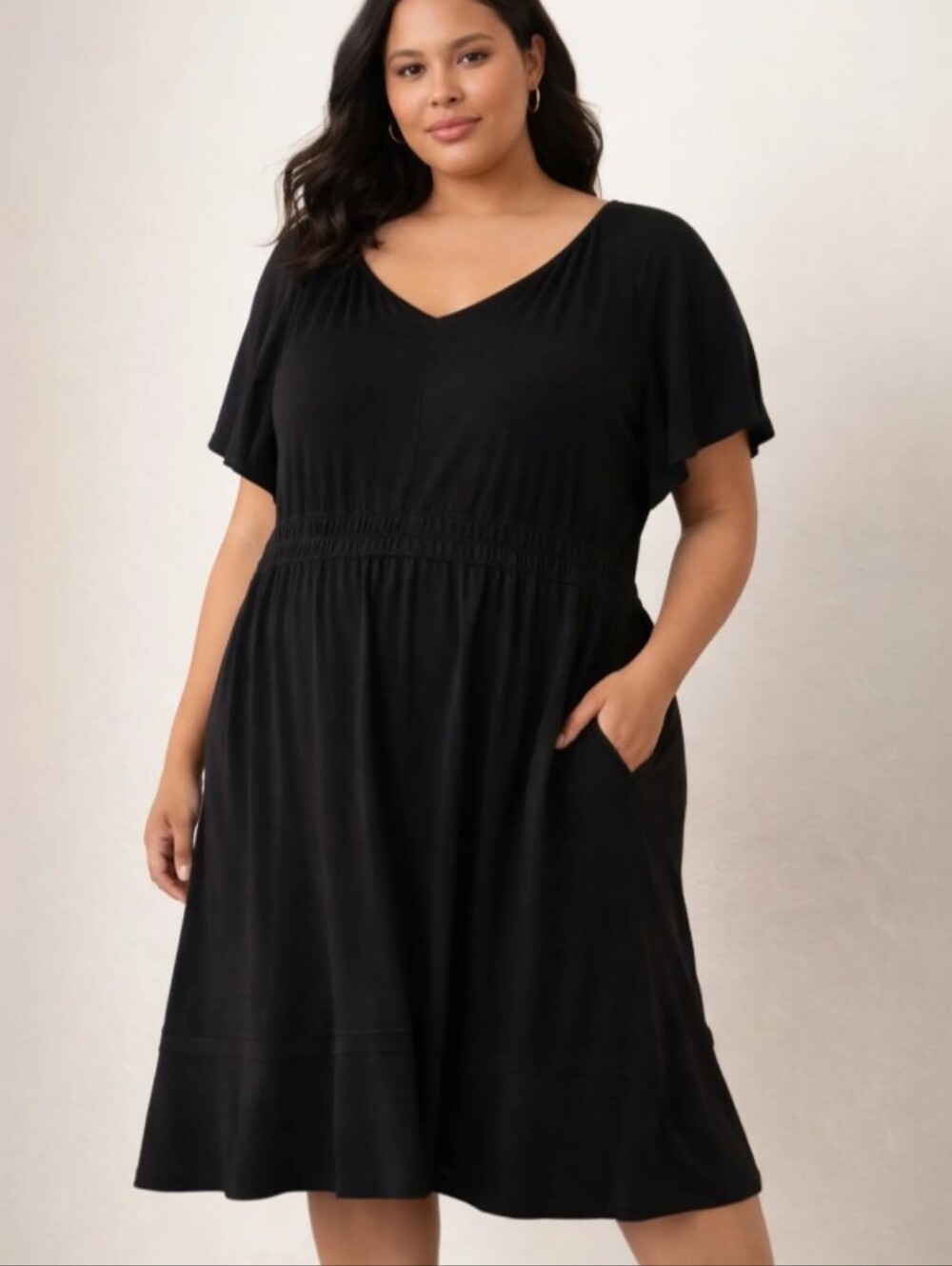 Cynthia Rowley Black V-Neck Midi Dress Size 2X NWT